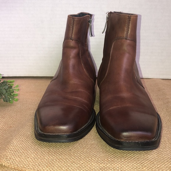 Clean Cut Kenneth Cole low Brown Leather Boots Men’s size 7.5 M Like New - Picture 7 of 8